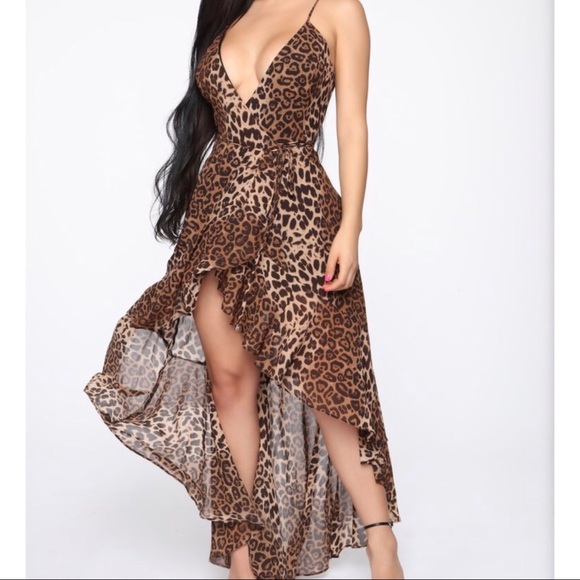 Fashion Nova Dresses & Skirts - Fashion Nova Leopard Wrap Dress XL